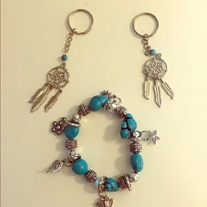 2 dream catchers key chain and a bracelet